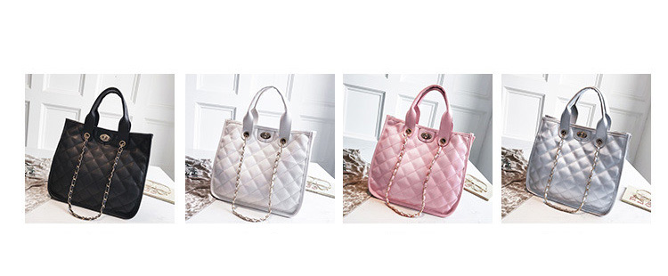 Fashion Silver Color Pure Color Decorated Handbag,Handbags