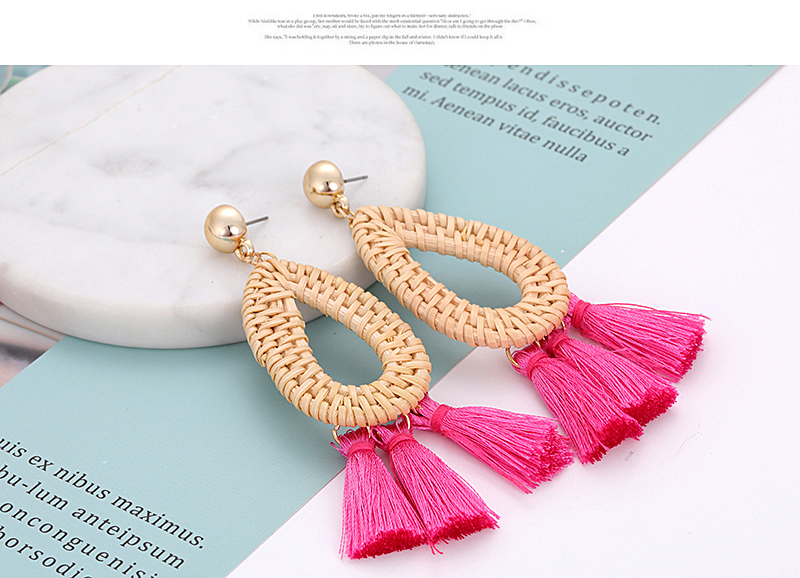Fashion Khaki Waterdrop Shape Decorated Tassel Earrings,Drop Earrings