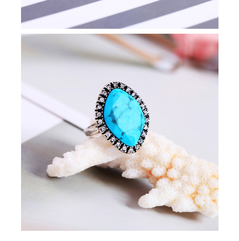 Fashion Blue Geometric Shape Decorated Ring,Fashion Rings