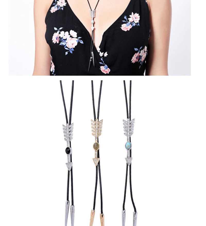 Fashion Silver Color+black Arrow Shape Decorated Necklace,Multi Strand Necklaces