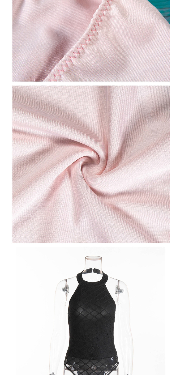 Sexy Pink Grids Pattern Decorated Jumpsuit,SLEEPWEAR & UNDERWEAR