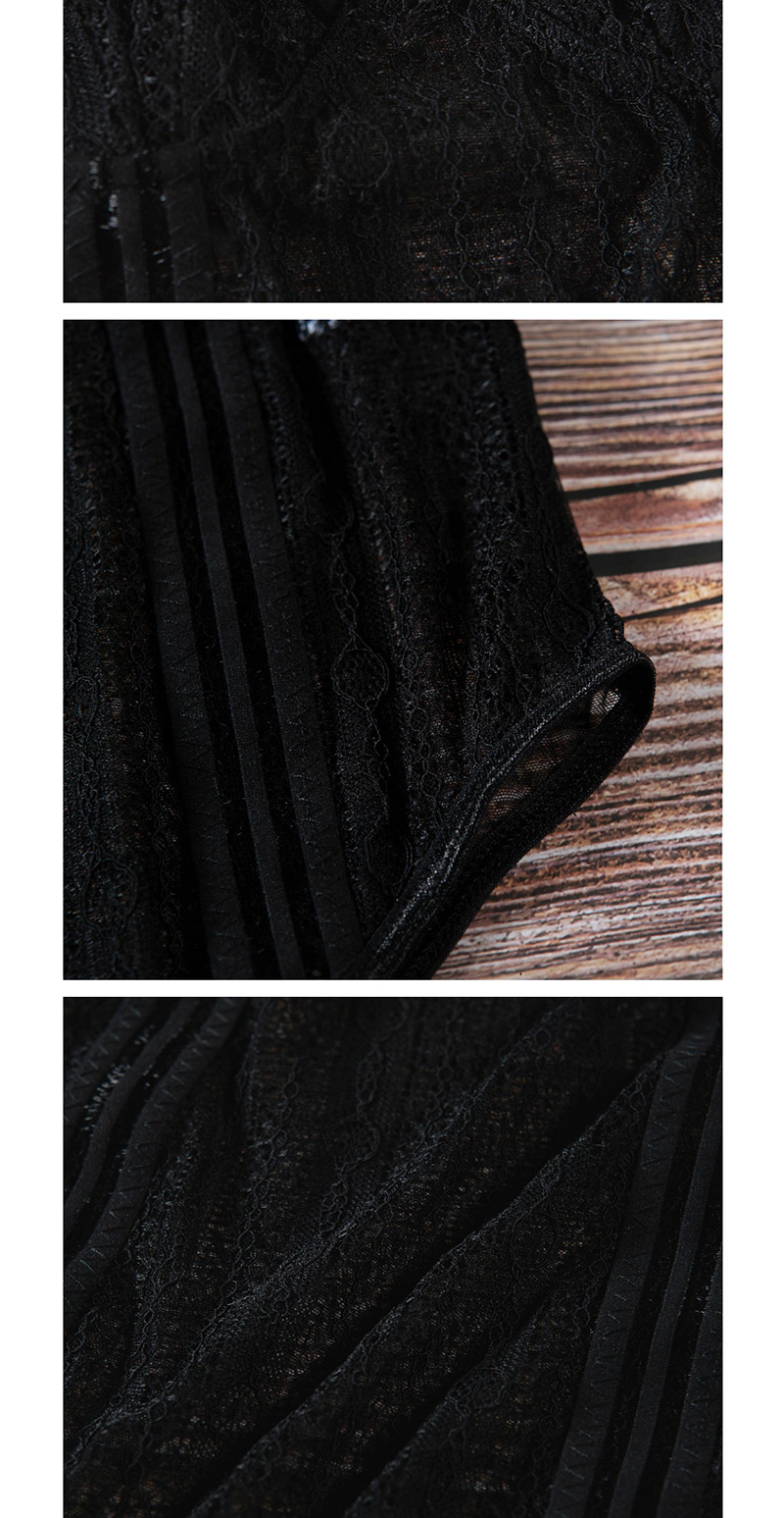 Sexy Black Pure Color Decorated Suspender Jumpsuit,SLEEPWEAR & UNDERWEAR
