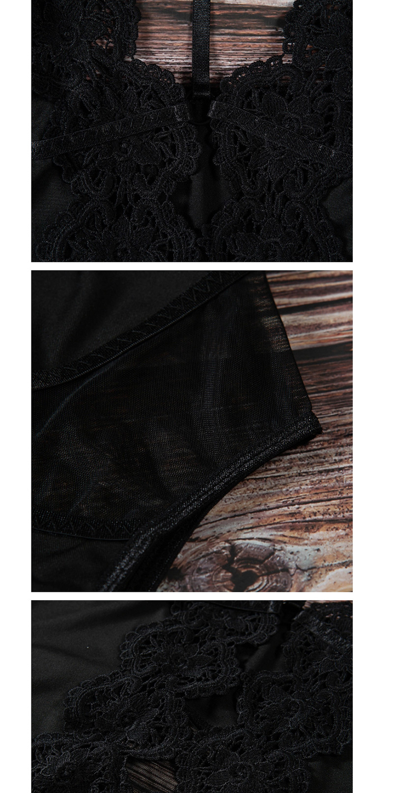 Sexy Black Pure Color Decorated Jumpsuit,SLEEPWEAR & UNDERWEAR