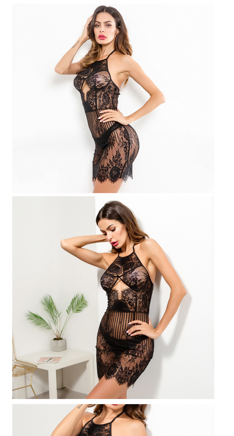 Sexy Black Off-the-shoulder Design Flower Pattern Dress,SLEEPWEAR & UNDERWEAR