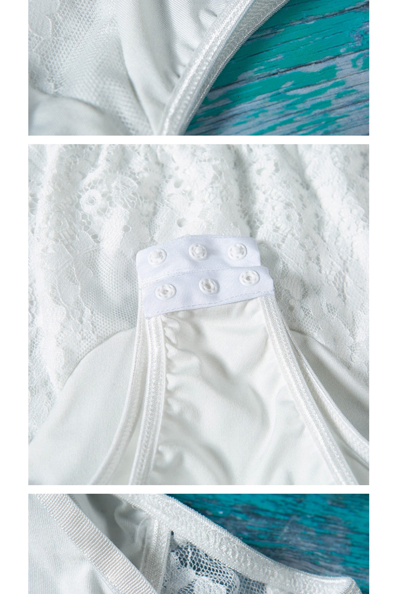 Sexy White Pure Color Decorated Suspender Jumpsuit,SLEEPWEAR & UNDERWEAR