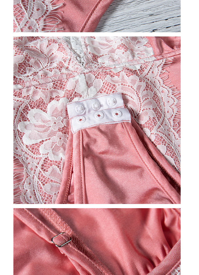 Sexy Pink Flower Pattern Decorated Jumpsuit,SLEEPWEAR & UNDERWEAR