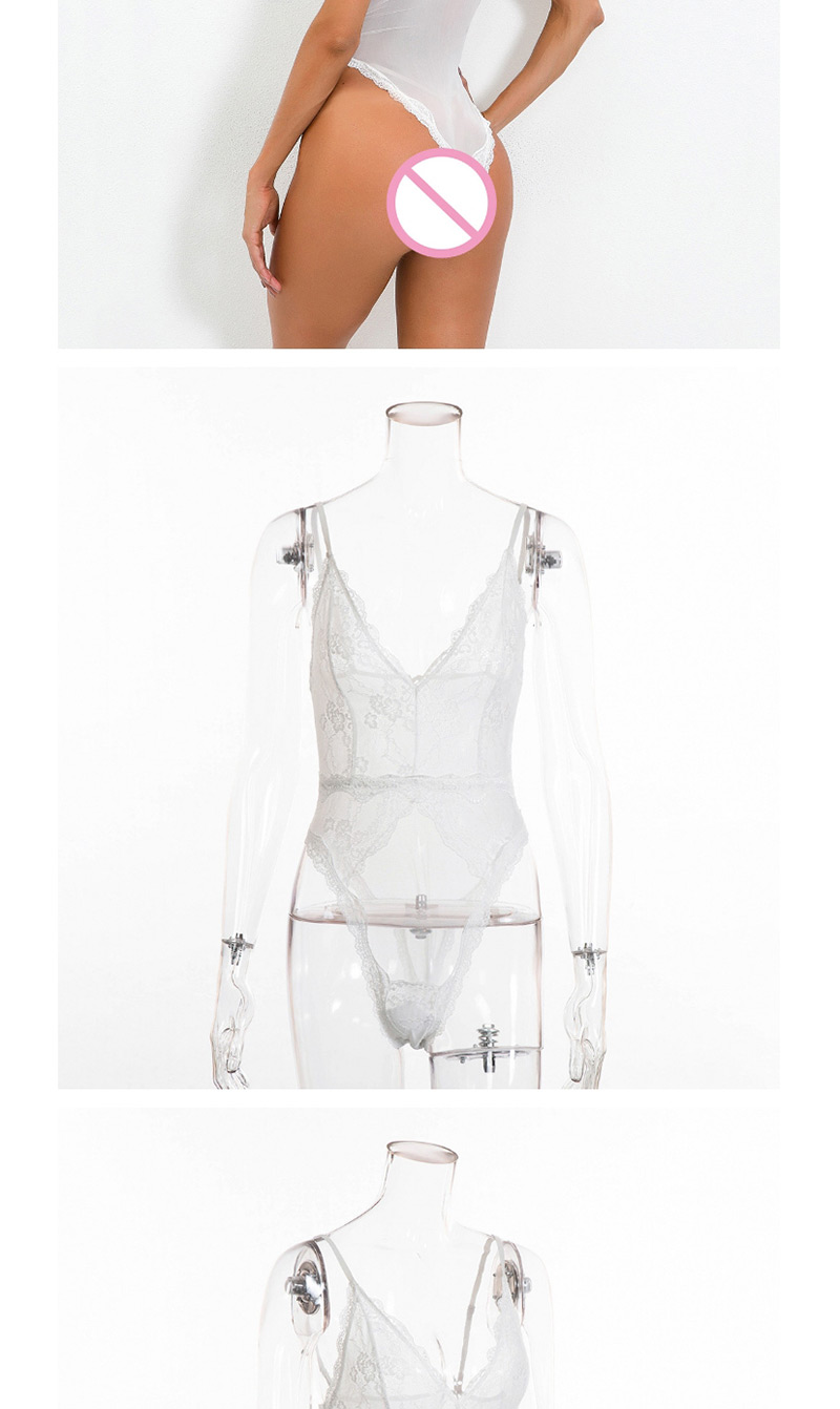Sexy White V Neckline Design Pure Color Jumpsuit,SLEEPWEAR & UNDERWEAR