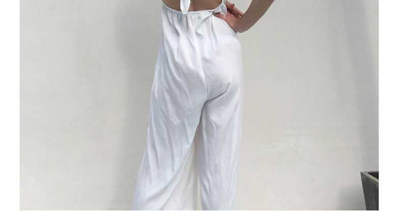 Sexy White V Neckline Design Pure Color Jumpsuit,SLEEPWEAR & UNDERWEAR