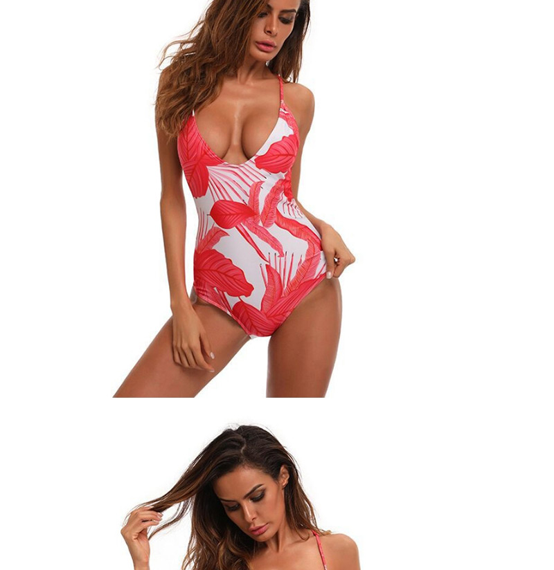 Sexy Green Leaf Pattern Decorated Swimwear,One Pieces