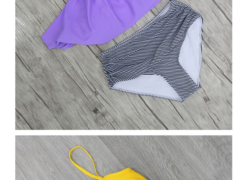 Sexy Yellow Stripe Pattern Decorated Swimwear(2pcs),Bikini Sets