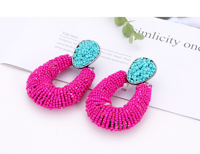 Fashion Pink+blue Waterdrop Shape Decorated Earrings,Hoop Earrings