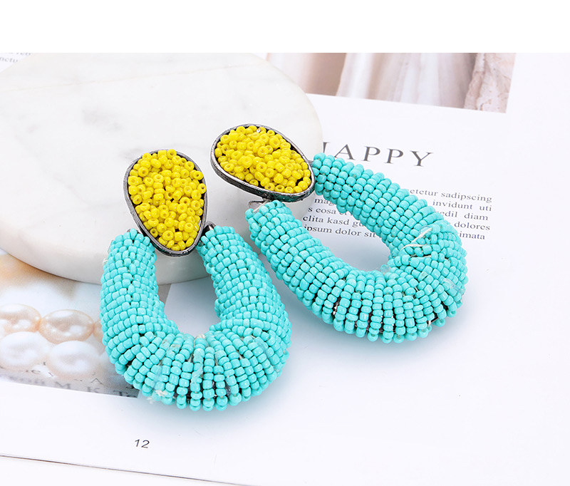 Fashion Blue+yellow Waterdrop Shape Decorated Earrings,Hoop Earrings