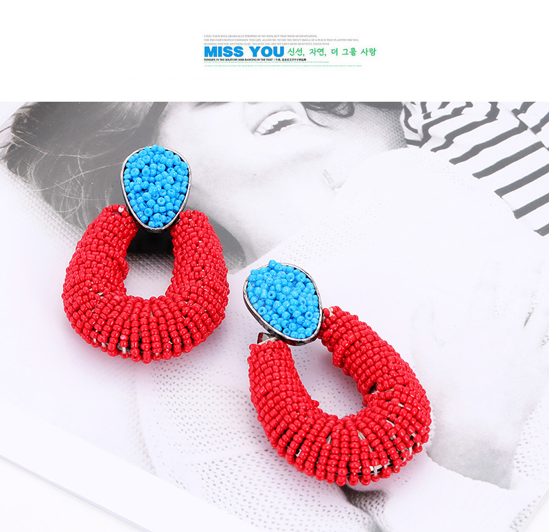 Fashion Blue+red Waterdrop Shape Decorated Earrings,Hoop Earrings