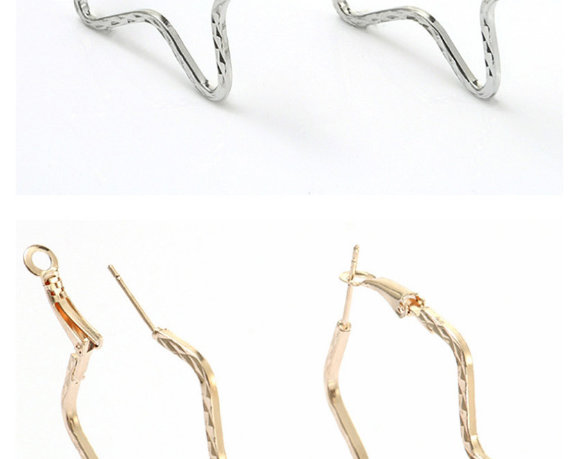 Fashion Silver Color Star Shape Decorated Earrings,Hoop Earrings