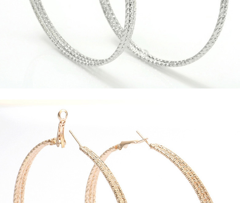 Fashion Rose Gold Round Shape Decorated Pure Color Earrings,Hoop Earrings