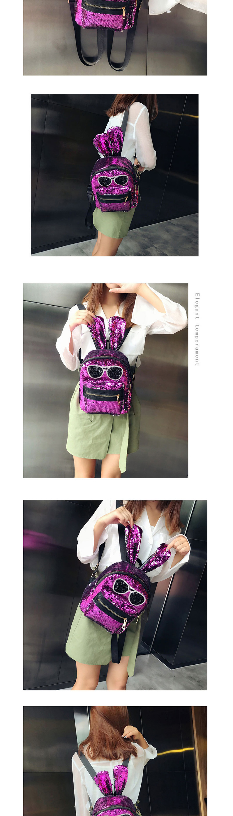Fashion Champagne Rabbit Shape Decorated Backpack,Backpack