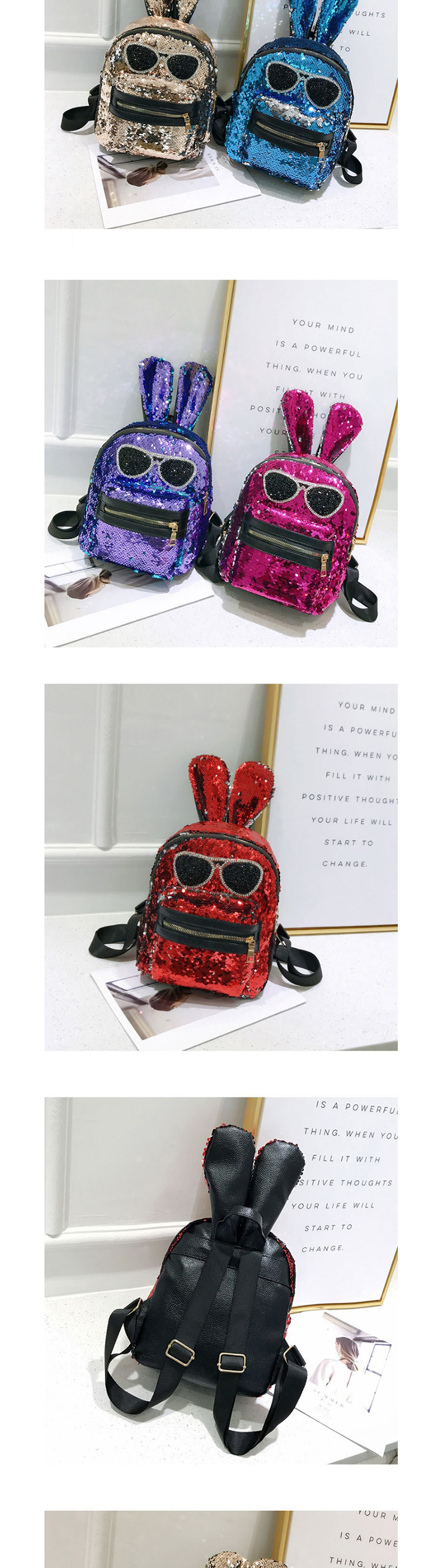 Fashion Champagne Rabbit Shape Decorated Backpack,Backpack