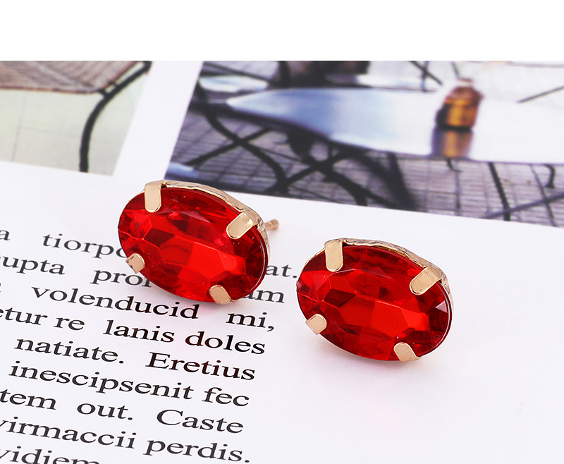 Fashion Plum Red Oval Shape Decorated Earrings,Stud Earrings
