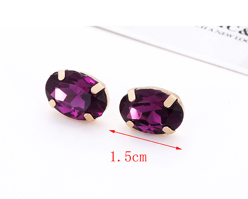 Fashion Purple Oval Shape Decorated Earrings,Stud Earrings