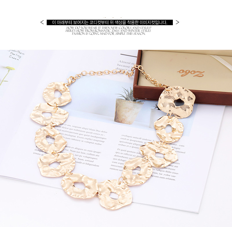 Fashion Yellow Pure Color Decorated Hollow Out Necklace,Bib Necklaces