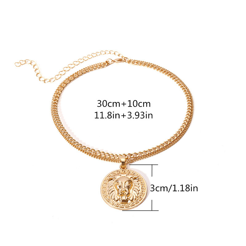 Fashion Gold Color Lions Pattern Decorated Necklace,Multi Strand Necklaces