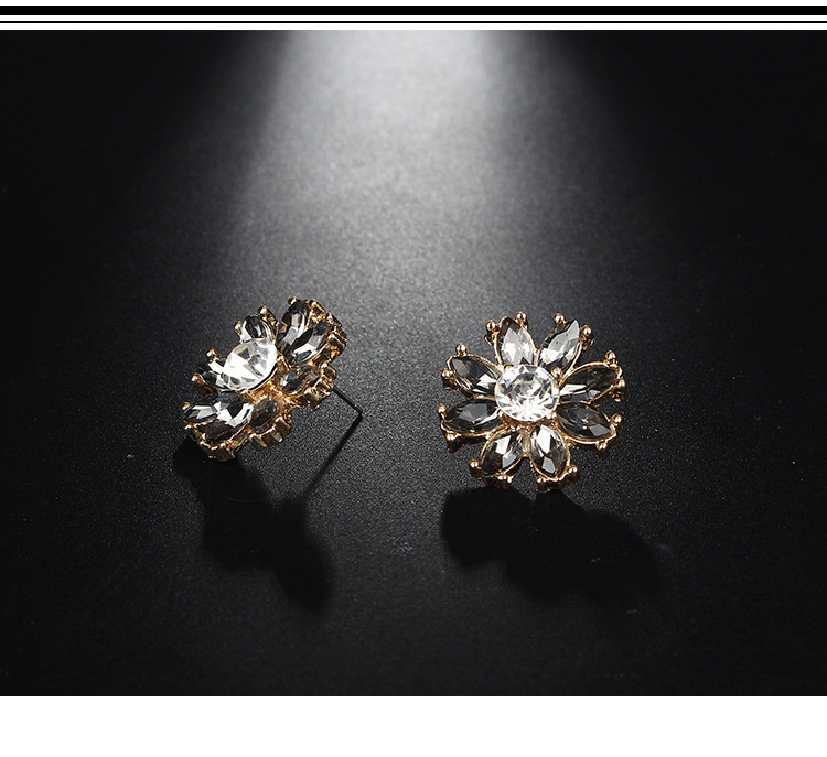 Fashion Gold Color+black Flower Shape Decorated Earrings,Stud Earrings