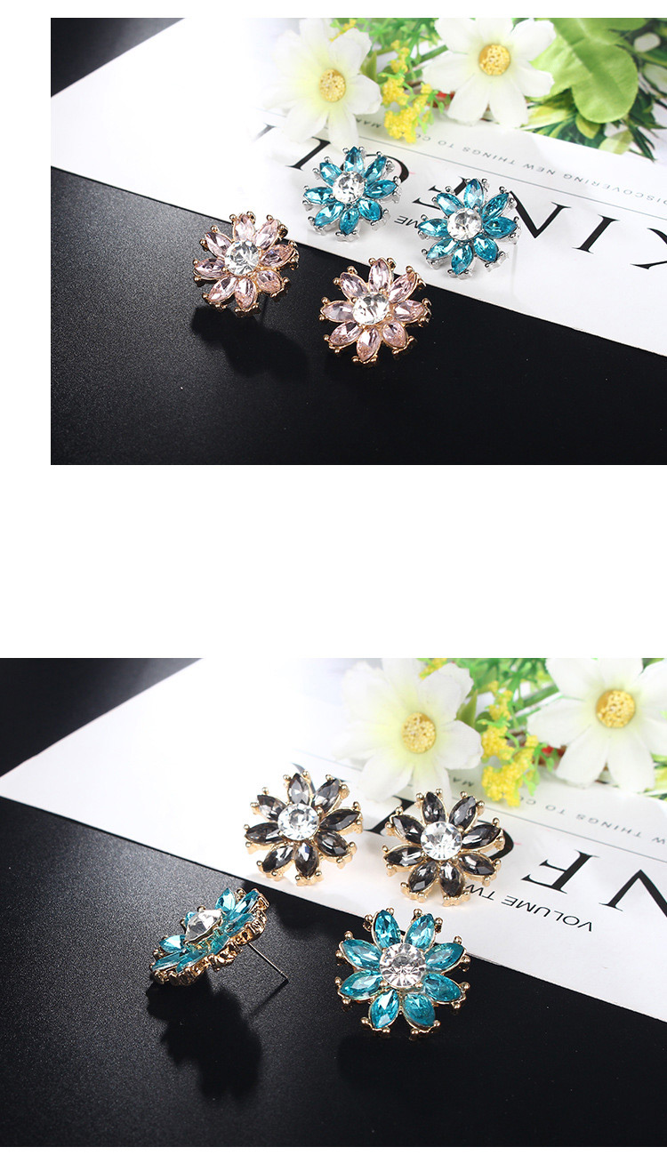 Fashion Gold Color+black Flower Shape Decorated Earrings,Stud Earrings