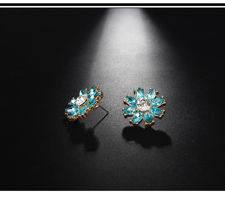 Fashion Gold Color+blue Flower Shape Decorated Earrings,Stud Earrings