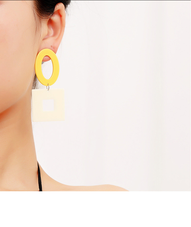 Fashion Blue+red Square Shape Decorated Earrings,Drop Earrings