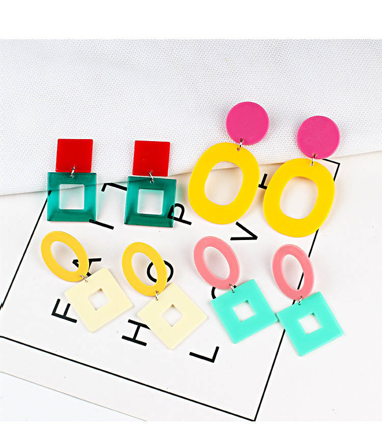 Fashion White+yellow Square Shape Decorated Earrings,Drop Earrings
