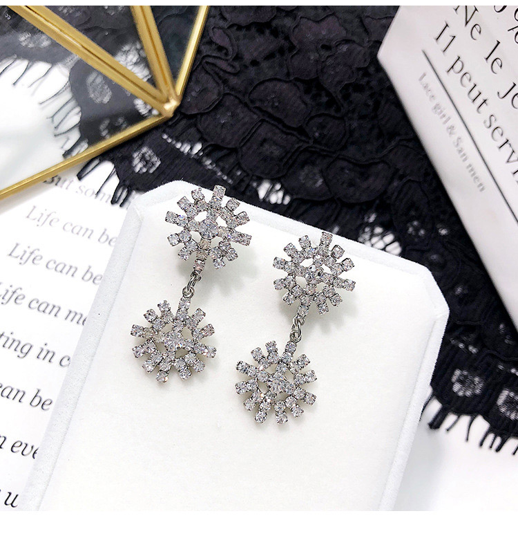 Fashion Silver Color Diamond Decorated Hollow Out Earrings,Stud Earrings