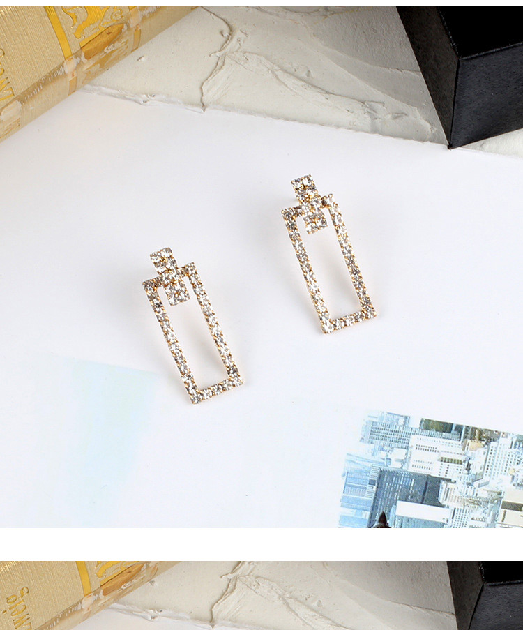 Fashion Gold Color Diamond Decorated Hollow Out Earrings,Stud Earrings