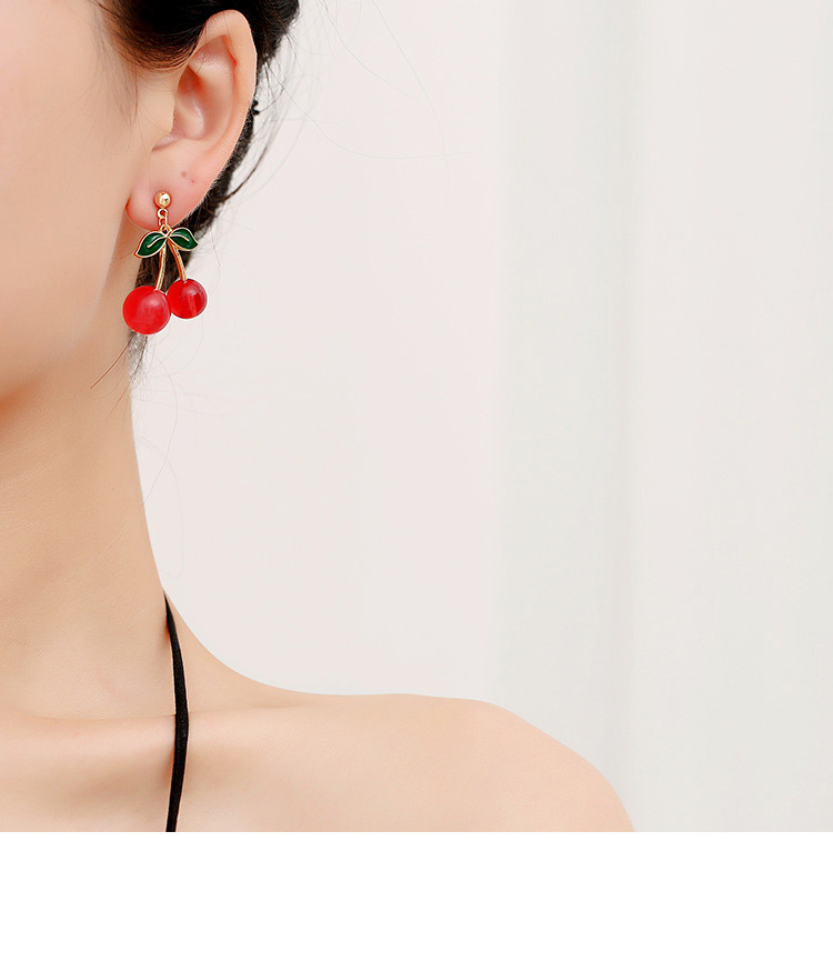 Fashion Claret Red Heart Shape Decorated Earrings,Stud Earrings