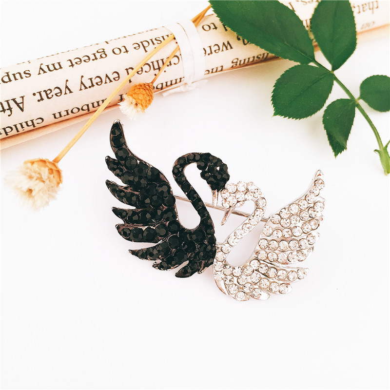 Fashion Black+white Swan Shape Decorated Brooch,Korean Brooches