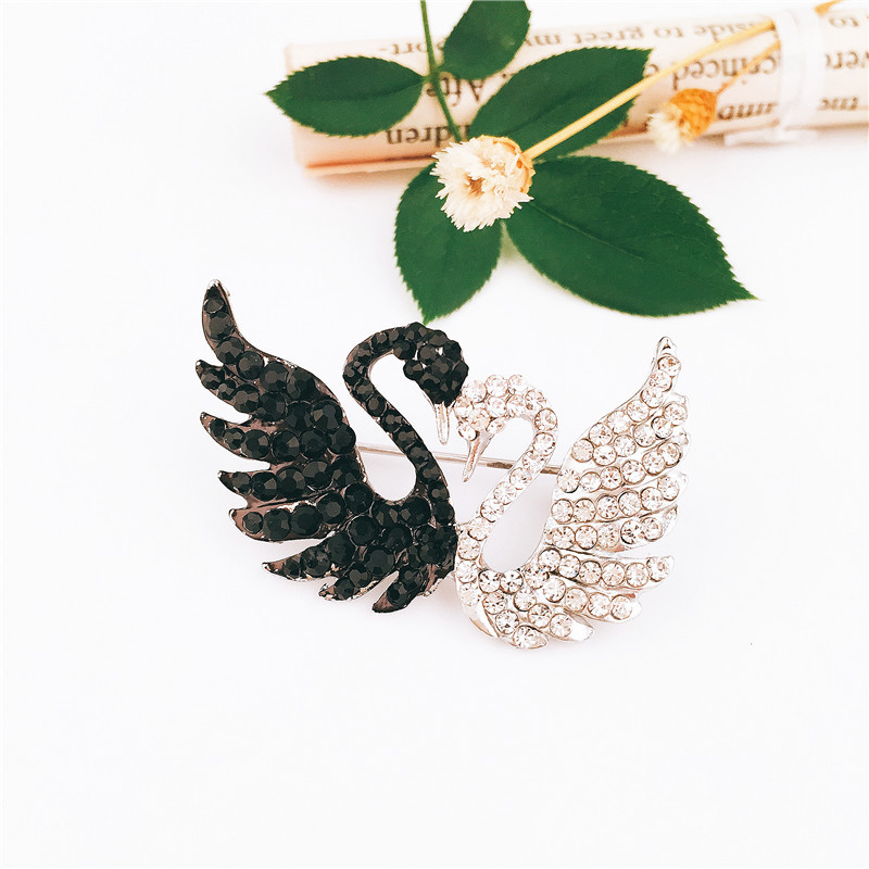 Fashion Black+white Swan Shape Decorated Brooch,Korean Brooches