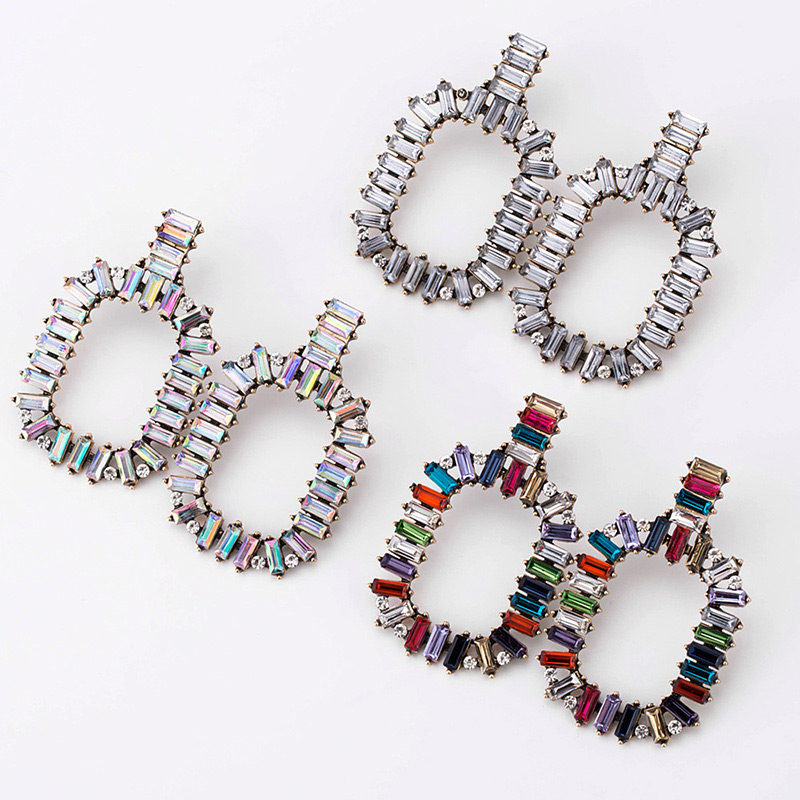 Fashion Multi-color Square Shape Decorated Earrings,Hoop Earrings