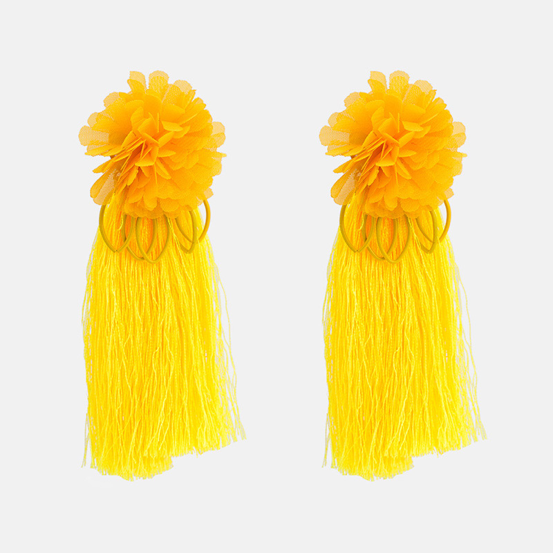 Fashion Yellow Flower Shape Decorated Tassel Earrings,Drop Earrings