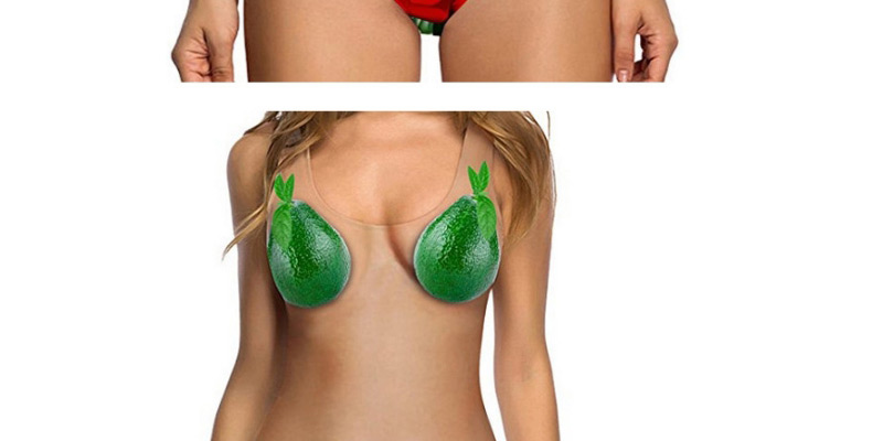 Fashion Green Avocado Pattern Decorated Swimwear,One Pieces