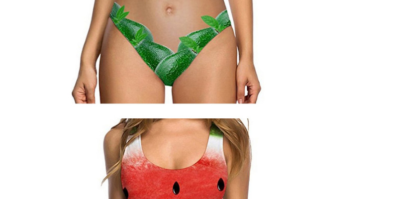 Fashion Green Avocado Pattern Decorated Swimwear,One Pieces
