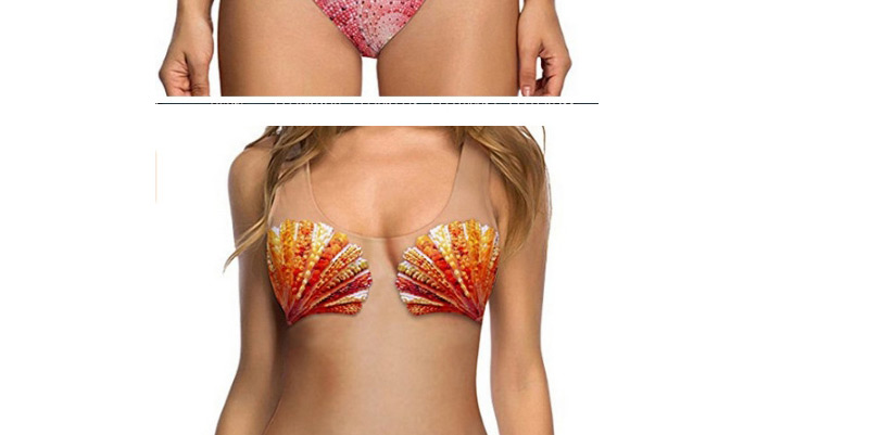 Fashion Pink Shell Pattern Decorated Swimwear,One Pieces