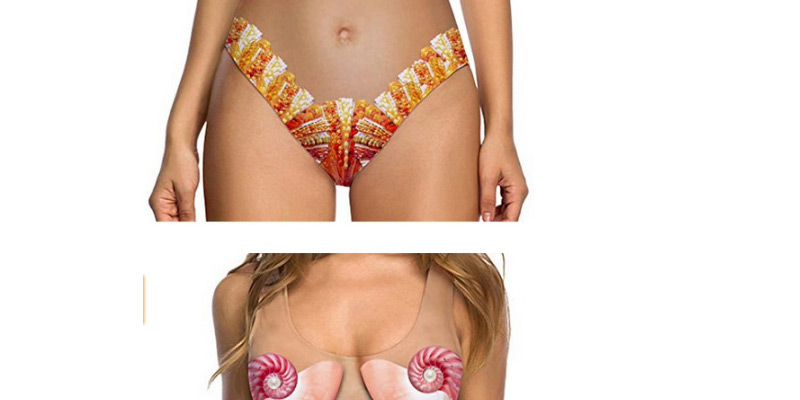 Fashion Pink Conch Pattern Decorated Swimwear,One Pieces