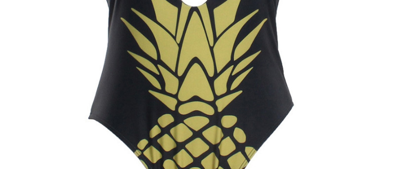 Sexy Black Pineapple Pattern Decorated Swimwear,One Pieces