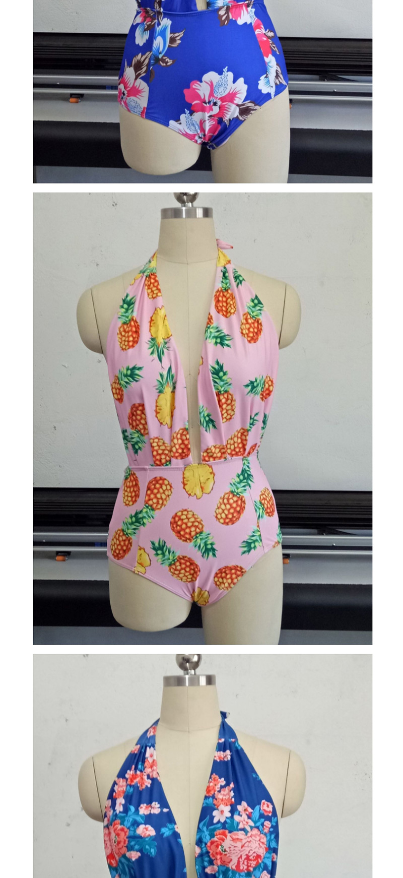 Fashion Orange+pink Pineapple Pattern Decorated Swimwear,One Pieces