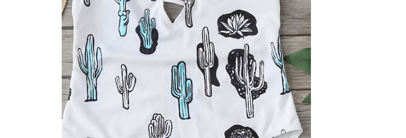 Fashion White Cactus Pattern Decorated Bikini,One Pieces