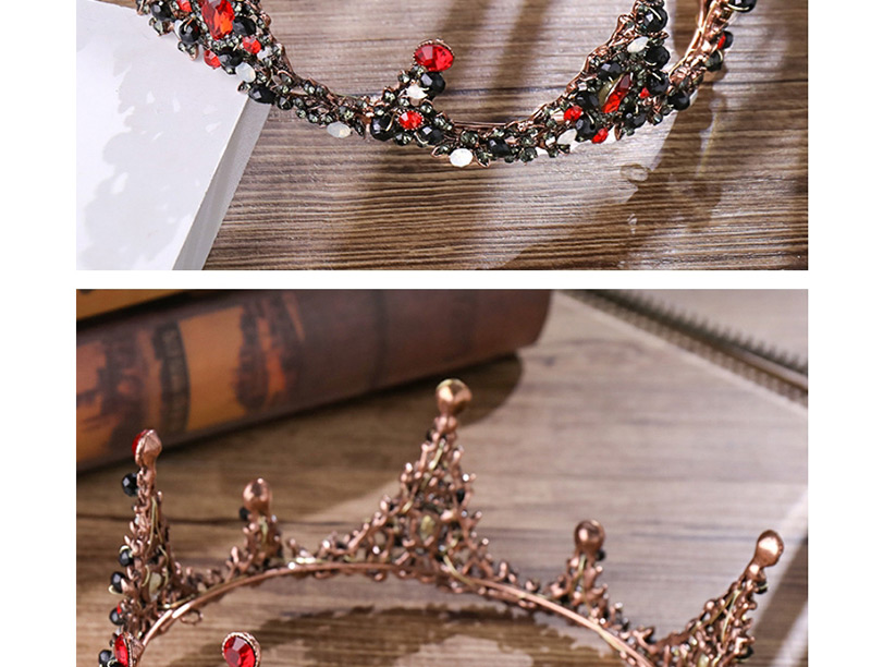 Vintage Red+black Crown Shape Decorated Hair Accessories,Head Band