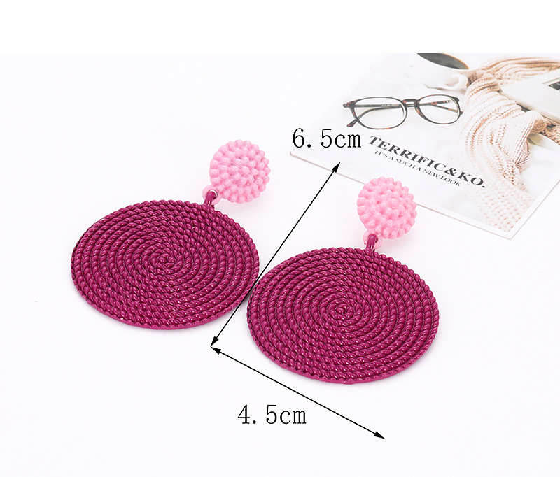 Fashion Pink Round Shape Decorated Earrings,Hoop Earrings