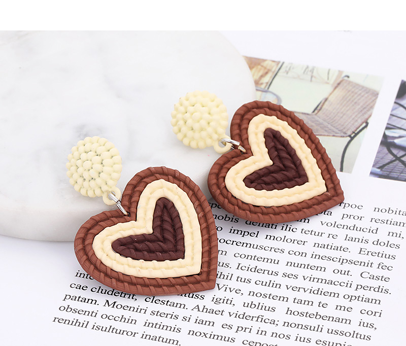 Fashion Coffee Heart Shape Decorated Earrings,Drop Earrings
