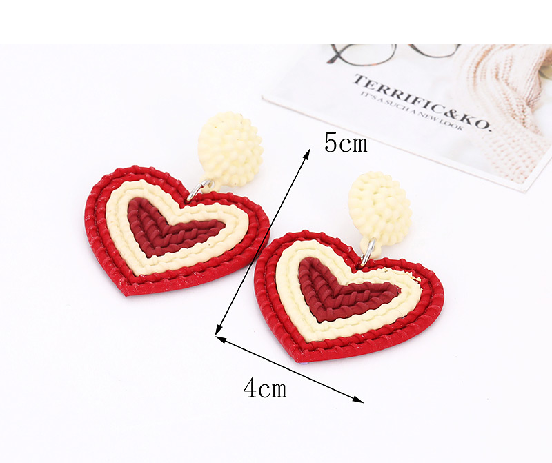 Fashion Claret Red Heart Shape Decorated Earrings,Drop Earrings