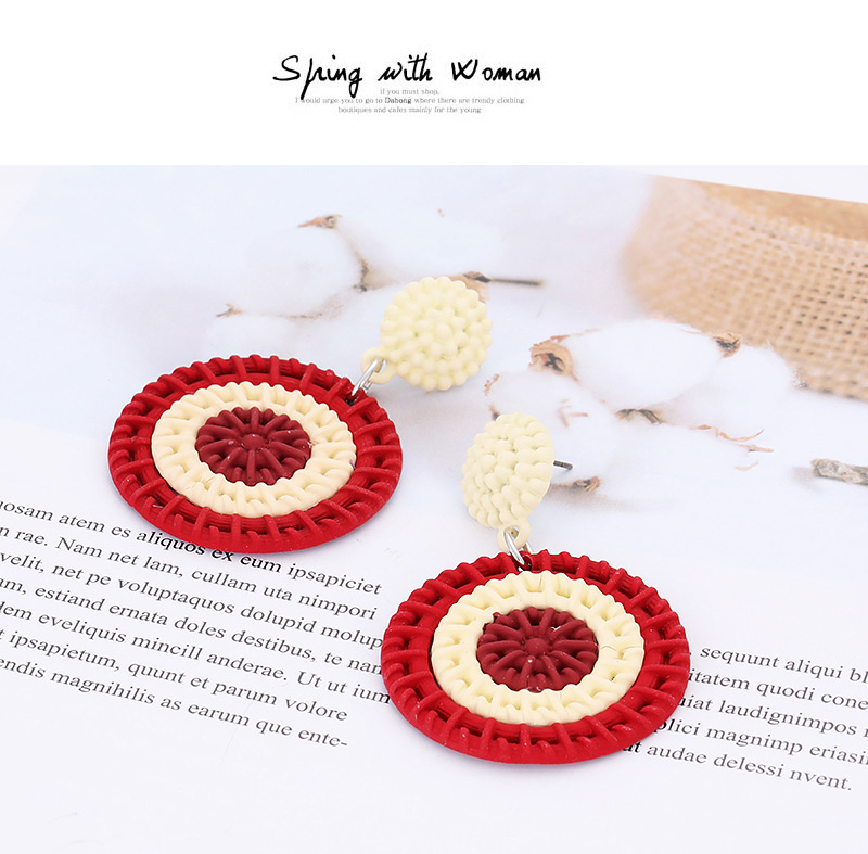 Fashion Claret Red Color Matching Decorated Earrings,Drop Earrings