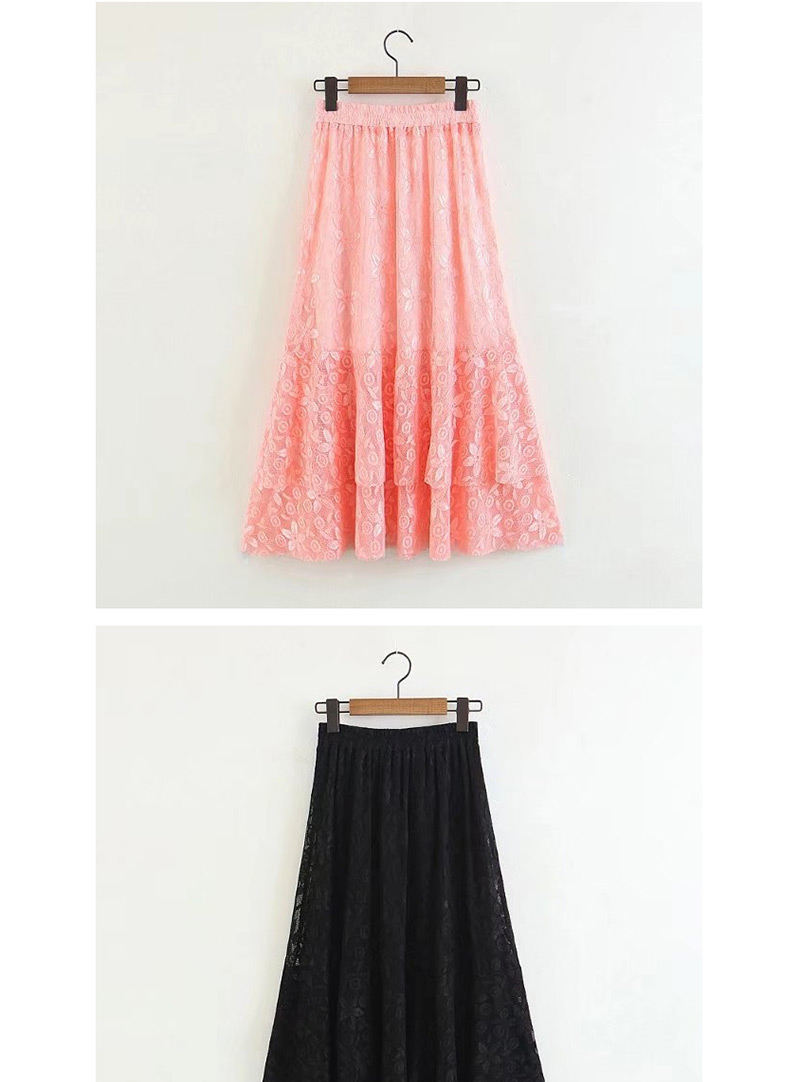Fashion Pink Pure Color Decorated Skirt,Skirts